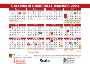 CALENDARI COMERCIAL MANISES 2023