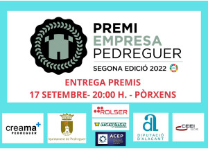 El proper disabte 17 de setembre es farà entrega dels PREMIS EMPRESA PEDREGUER ODS 2022