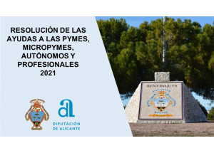 Resolución de ayudas de la Diputación de Alicante destinadas a apoyar a pymes, micropymes, autónomos y profesionales con destino a minimizar el impacto de la COVID 19