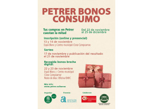 Petrer pone en marcha la campaña de bonos consumo de Navidad abriendo las inscripciones para el sorteo el lunes 13 y martes 14 de noviembre