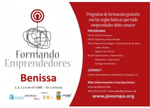 Benissa organiza un programa de formación gratuito para emprendedores 