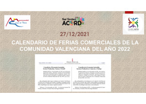 CALENDARIO DE FERIAS COMERCIALES DE LA COMUNIDAD VALENCIANA DEL AÑO 2022